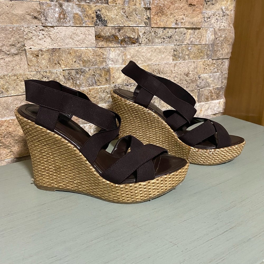 ✌️🤎Straw Platform Brown Sandals